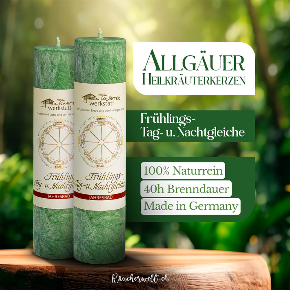 Ostara (21. März - Frühlingstagundnachtgleiche) - Allgäuer Heilkräuterkerzen "Jahresrad"