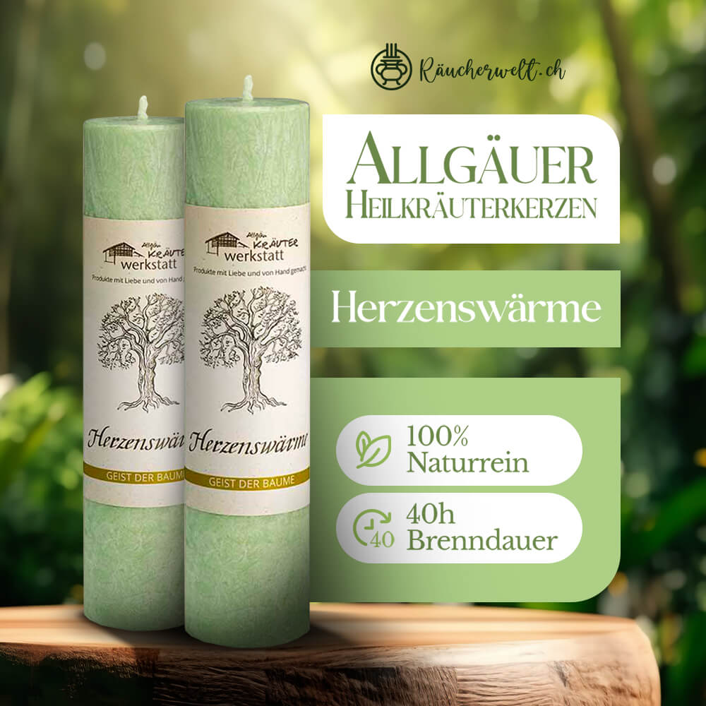 Herzenswärme (Weissdorn) - Allgäuer Heilkräuterkerzen "Geist der Bäume"