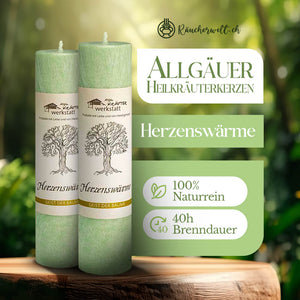 Herzenswärme (Weissdorn) - Allgäuer Heilkräuterkerzen "Geist der Bäume"