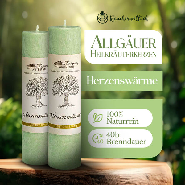 Herzenswärme (Weissdorn) - Allgäuer Heilkräuterkerzen "Geist der Bäume"