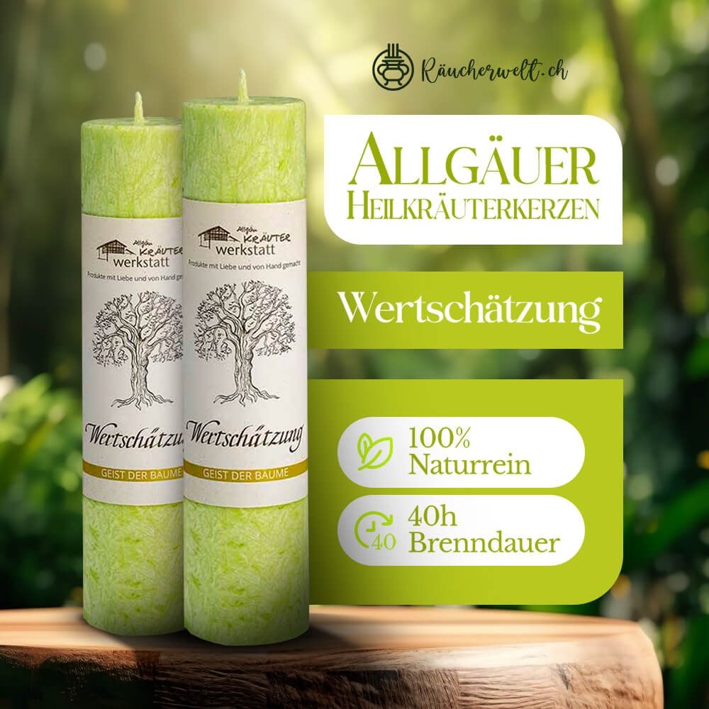 Wertschätzung (Linde) - Allgäuer Heilkräuterkerzen "Geist der Bäume"