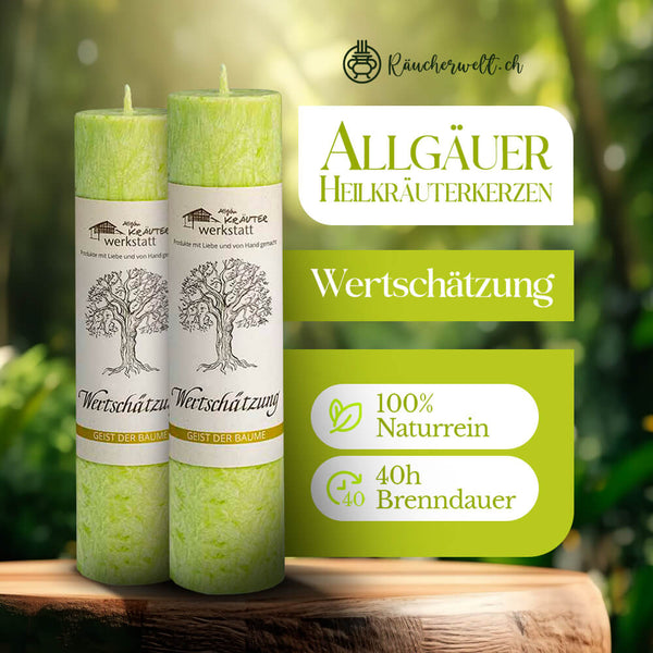 Wertschätzung (Linde) - Allgäuer Heilkräuterkerzen "Geist der Bäume"