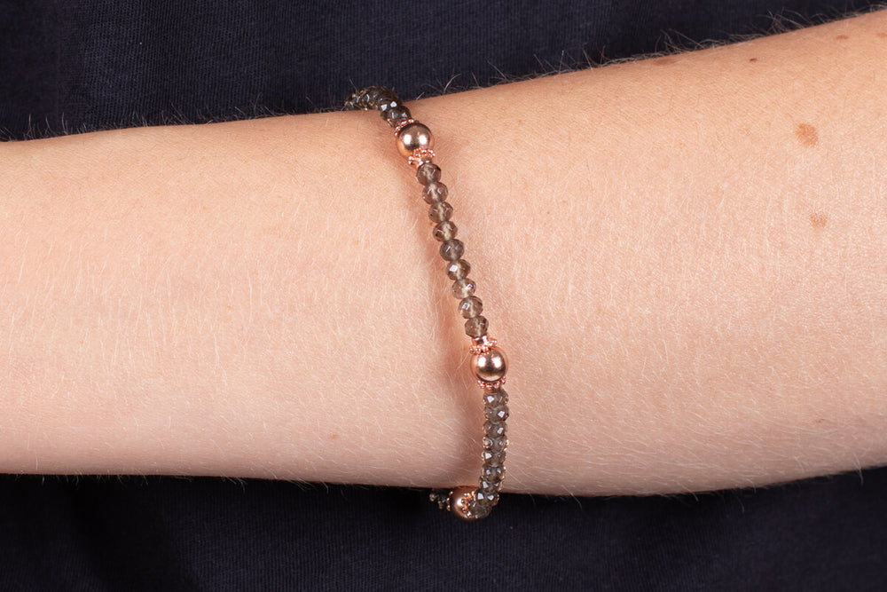 Armband Rauchquarz mit vergoldetem Silber #17