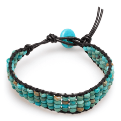 Armband Türkis in Leder gefasst