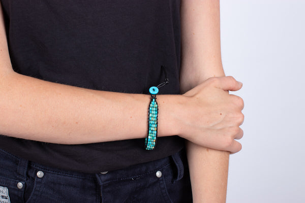 Armband Türkis in Leder gefasst #21
