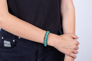 Armband Türkis in Leder gefasst #21