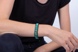 Armband Türkis in Leder gefasst #21