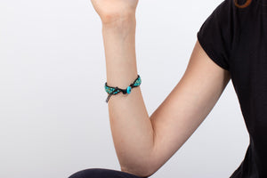 Armband Türkis in Leder gefasst #21