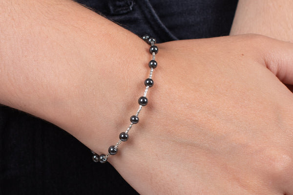 Armband Hämatit mit Silber #105