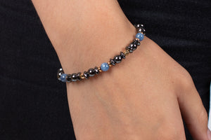 Armband Hämatit & Kyanit mit vergoldetem Silber #109