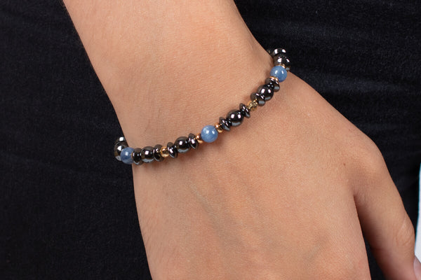 Armband Hämatit & Kyanit mit vergoldetem Silber #109
