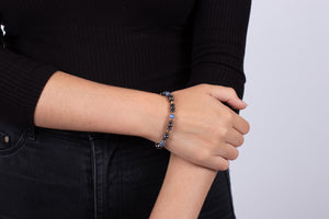 Armband Hämatit & Kyanit mit vergoldetem Silber #109