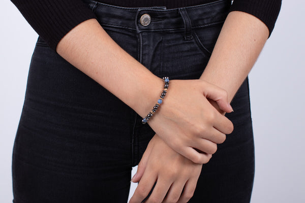 Armband Hämatit & Kyanit mit vergoldetem Silber #109