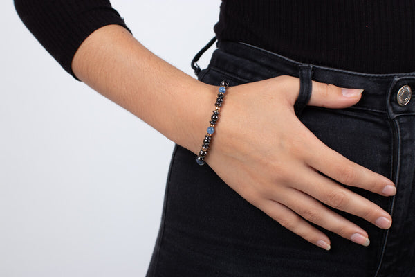 Armband Hämatit & Kyanit mit vergoldetem Silber #109
