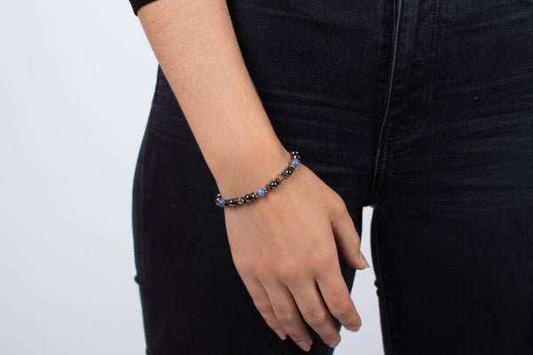 Armband Hämatit & Kyanit mit vergoldetem Silber #109