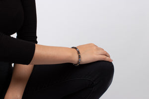 Armband Hämatit & Kyanit mit vergoldetem Silber #109