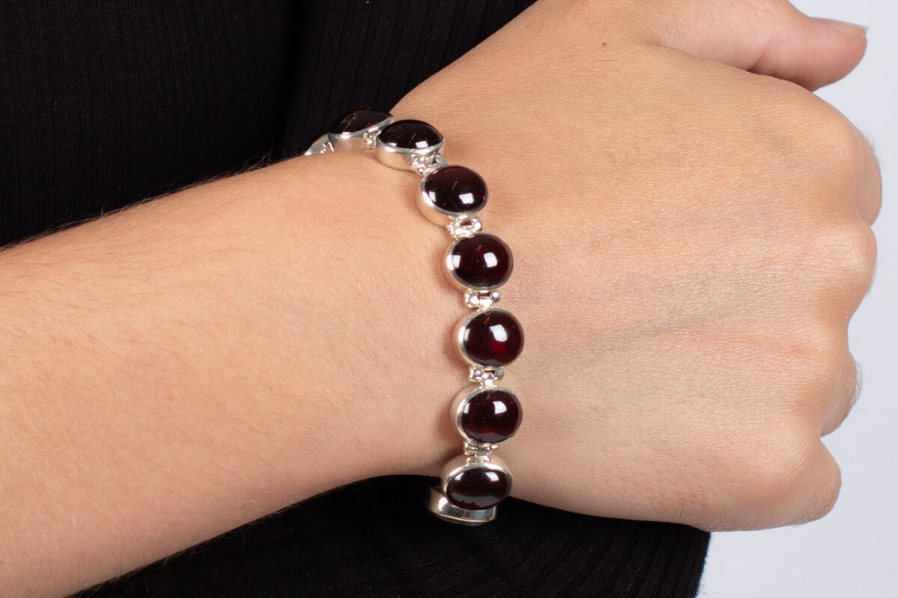 Armband Granat rot in Silber #128