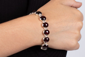 Armband Granat rot in Silber #128