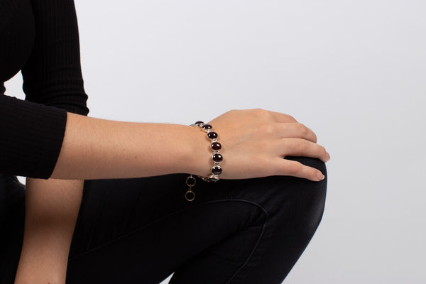 Armband Granat rot in Silber #128