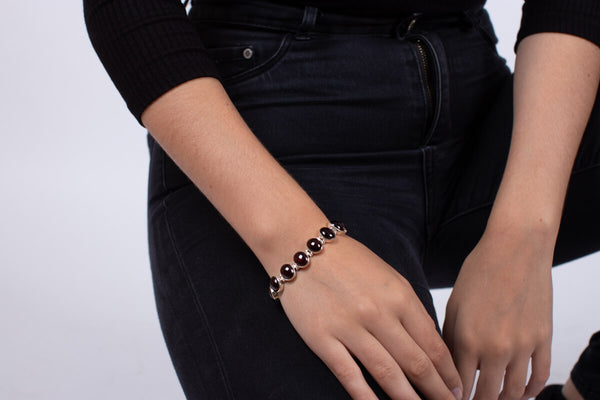 Armband Granat rot in Silber #128