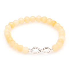 Armband Calcit gelb mit Symbol der Unendlichkeit in Silber