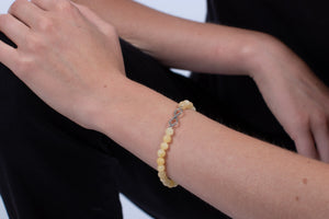 Armband Calcit gelb mit Symbol der Unendlichkeit in Silber #131