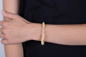 Armband Calcit gelb mit Symbol der Unendlichkeit in Silber #131