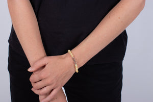 Armband Calcit gelb mit Symbol der Unendlichkeit in Silber #131