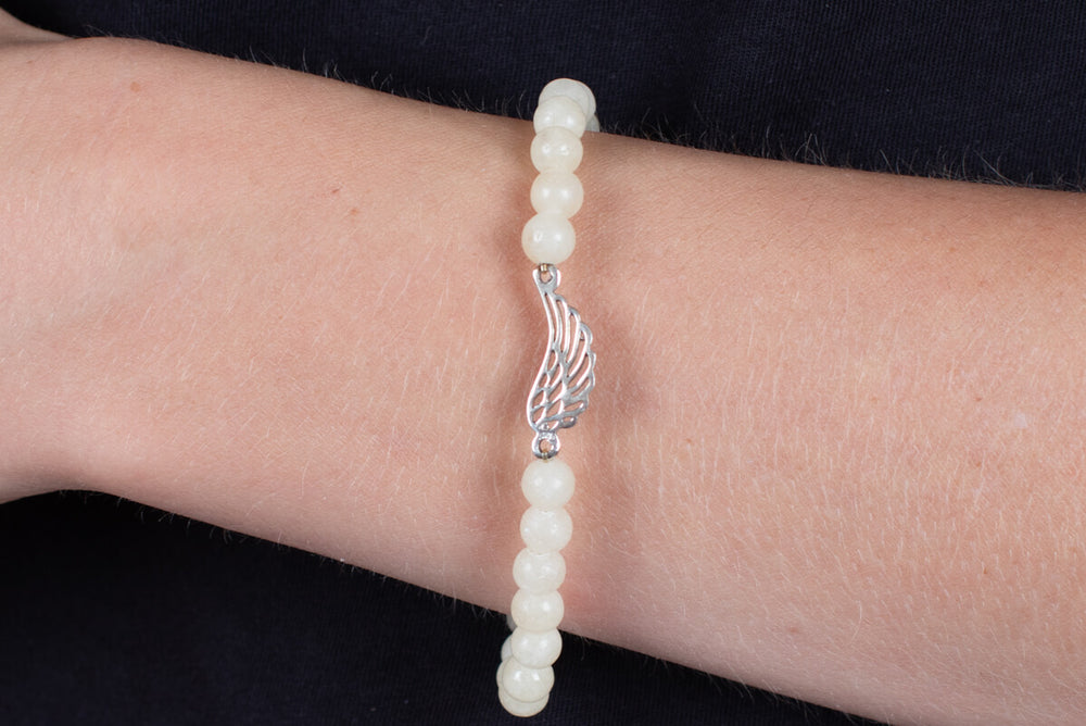 Armband Calcit gelb mit Engelsflügel in Silber #133