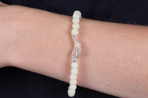 Armband Calcit gelb mit Engelsflügel in Silber #133