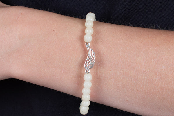 Armband Calcit gelb mit Engelsflügel in Silber #133