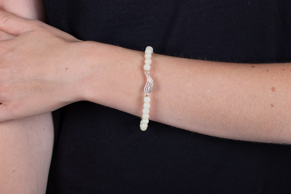 Armband Calcit gelb mit Engelsflügel in Silber #133