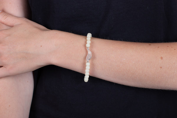 Armband Calcit gelb mit Engelsflügel in Silber #133