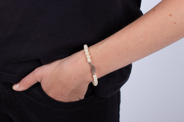 Armband Calcit gelb mit Engelsflügel in Silber #133
