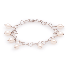 Armband Perlen mit Silberherzen #146