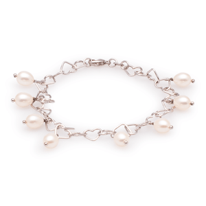 Armband Perlen mit Silberherzen #146