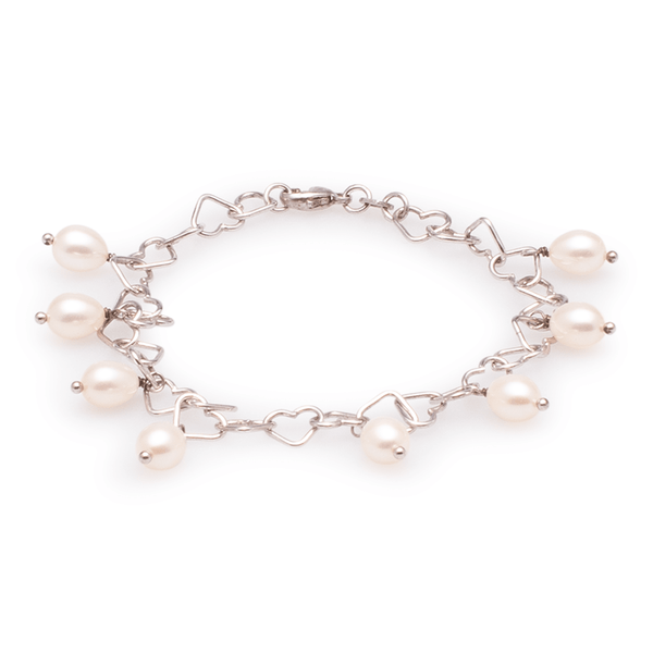 Armband Perlen mit Silberherzen #146