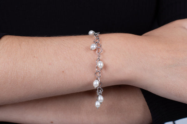 Armband Perlen mit Silberherzen #146