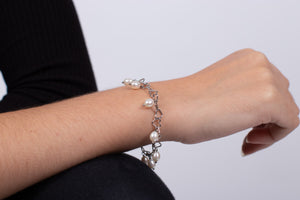 Armband Perlen mit Silberherzen #146