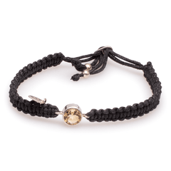 Armband Citrin in Silber mit Stoffband
