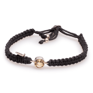 Armband Citrin in Silber mit Stoffband #169