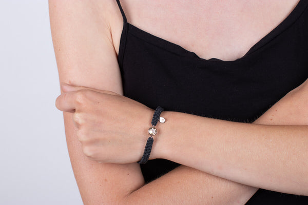Armband Citrin in Silber mit Stoffband #169