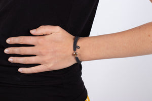 Armband Citrin in Silber mit Stoffband #169