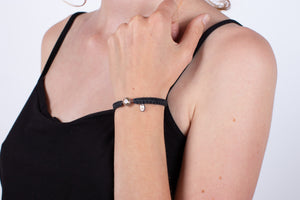 Armband Citrin in Silber mit Stoffband #169