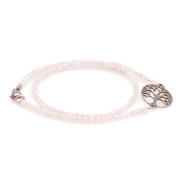 Armband (doppelt) Bergkristall mit Symbol des Lebensbaumes in Silber #202