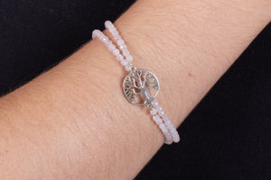 Armband (doppelt) Bergkristall mit Symbol des Lebensbaumes in Silber #202