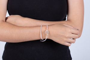 Armband (doppelt) Bergkristall mit Symbol des Lebensbaumes in Silber #202