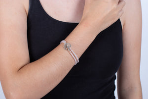 Armband (doppelt) Bergkristall mit Symbol des Lebensbaumes in Silber #202