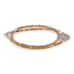 Armband (doppelt) Labradorith mit Symbol der Blume des Lebens in Silber