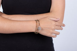Armband (doppelt) Labradorith mit Symbol der Blume des Lebens in Silber #203